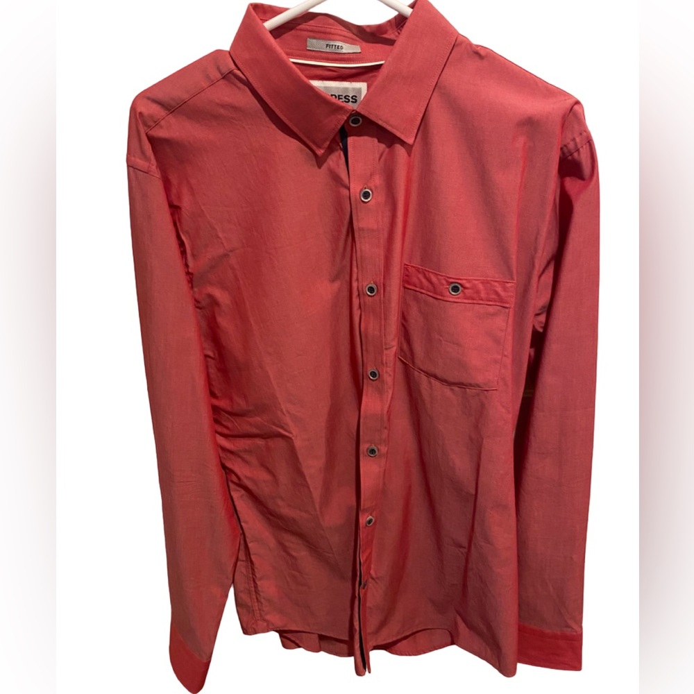 Express long sleeve button down fitted dress shirt